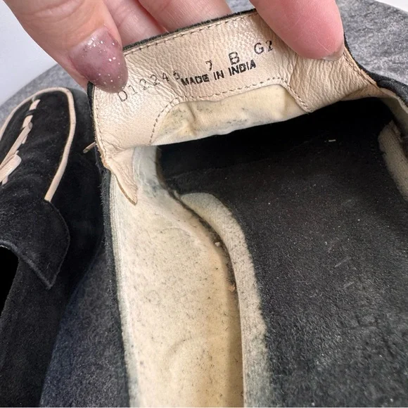 Vintage Leather Suede Black White Cole Haan Mules Flats 7 - Picture 12 of 14